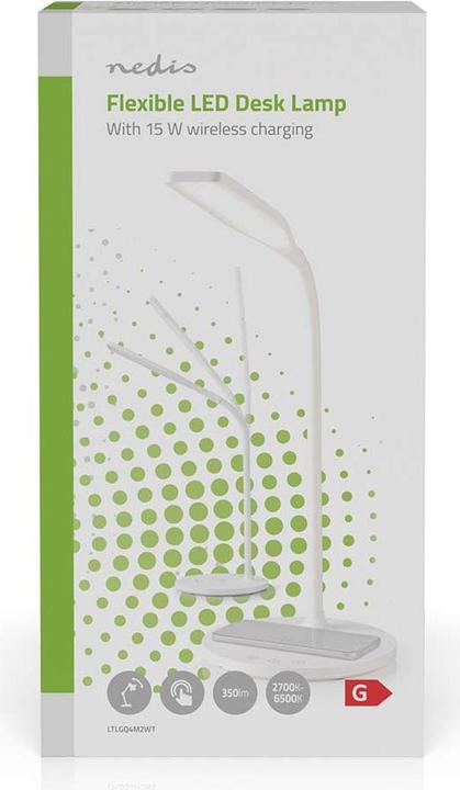 Produktbild Nedis LED-Lampe mit Wireless-Ladegerät - DimmSchalter - LED - 15 W - mit Dimmung - Kaltweiss/Naturwe (350 lm)