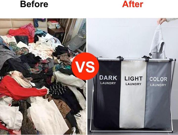 Actual product image König Design Laundry collector Compartments Laundry box Laundry chest Laundry separator Laundry sorter Laundry