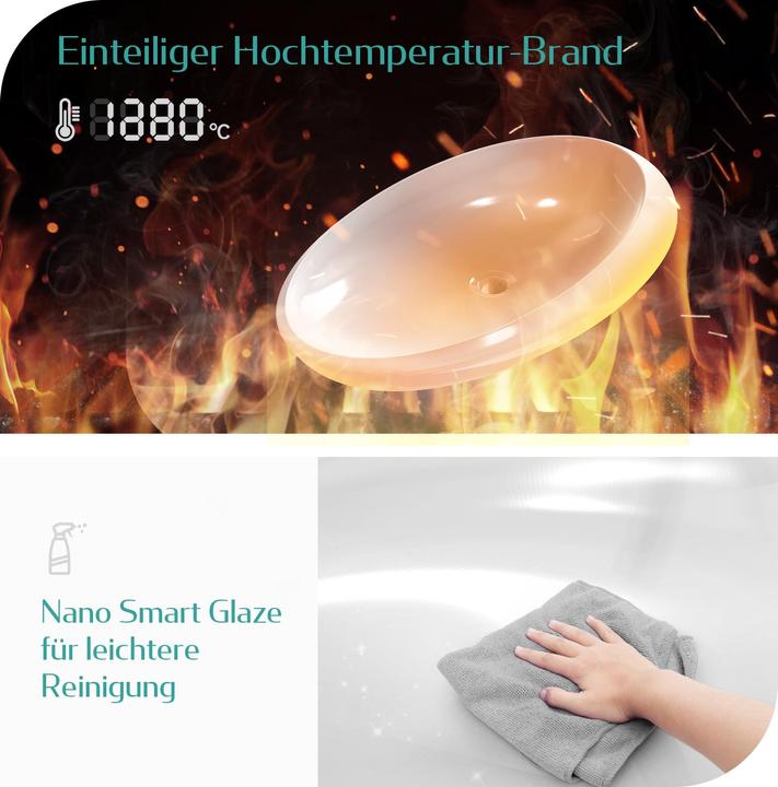 Produktbild Emke Aufsatzwaschbecken Kleines Ovales Waschbecken Waschplatz Handwaschbecken für Badezimmer, Aufsat (450 mm, 600 mm)