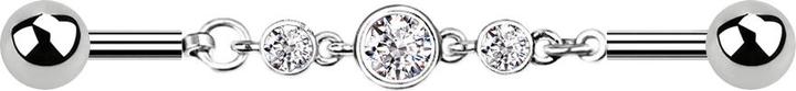Image du produit Star Piercing Barbell silber Kette mit drei Kristallen silber (Acier chirurgical 316L, Laiton)