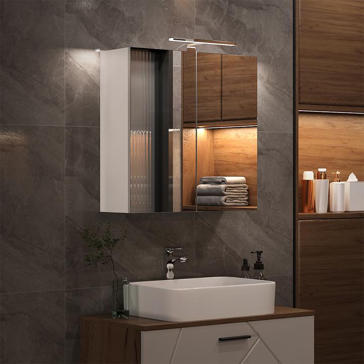 Image du produit Vichy Badspiegelschrank Lavio, Weiss, 60 x 60 cm mit LED-Beleuchtung (60 x 60 x 20 cm)