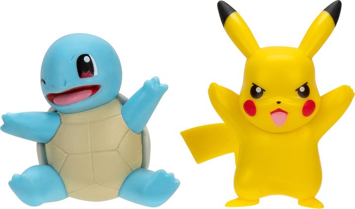 Jazwares Pokémon Battle Figure First Partner Set Figurines Lot de 2 Shiggy #2, Pikachu #9