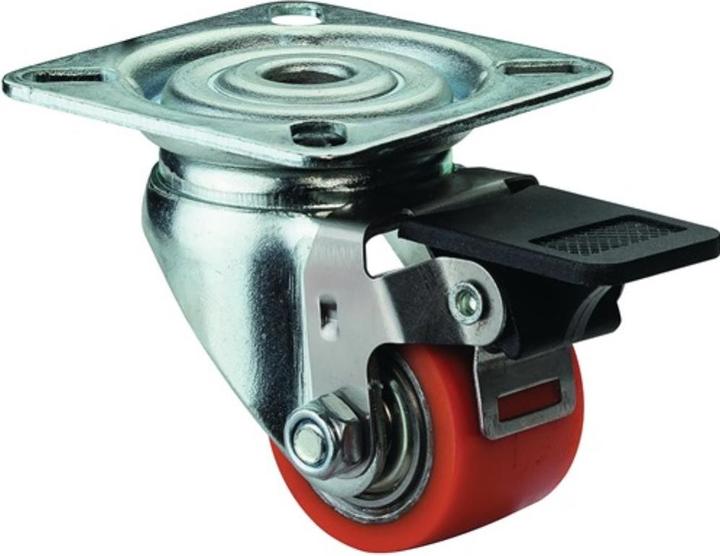 BS Rollen Lenkrolle mit Feststeller Rad-Ø 35 mm Tragfähigkeit 100 kg mit Anschraubplatte kompakt Polyurethan