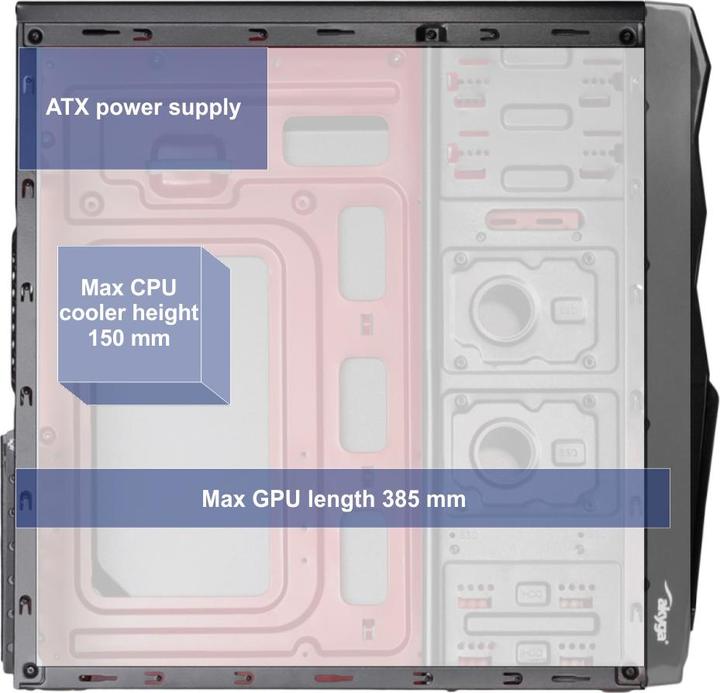 Actual product image Akyga ak995bk PC "ATX Nero Midi Tower Black (ATX, mATX, Mini-ITX)