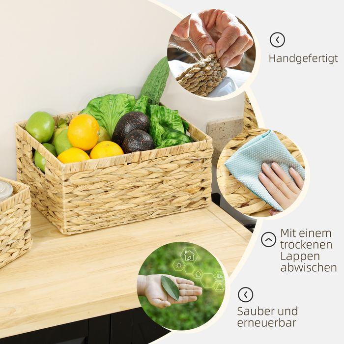 Image du produit Swisshandel24 3er-Set Aufbewahrungskorb, geflochtener Körbe aus Wasserhyazinthe Naturholz (3 x)