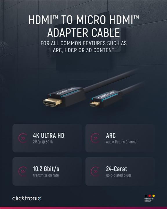 Produktbild clicktronic micro HDMI (Typ D) — HDMI (Typ A) (5 m, HDMI)