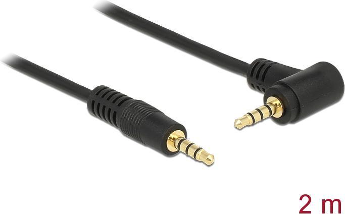 Image du produit Delock Câble jack 4 broches 3,5 mm mâle > mâle coudé (2 m, Jack 3,5 mm (AUX))