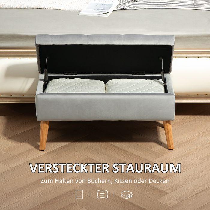 Actual product image Swisshandel24 Sitzbank mit Stauraum, Polsterbank mit Deckel, Bettbank mit Samtoptik Grau (80 cm)