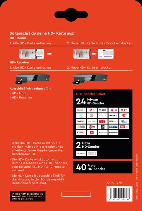 Produktbild HD+ Smartcard, Version HD05, 12 Monate (Nagravision, Smartcard)