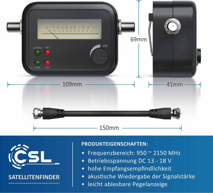 Image du produit CSL Sondeur de satellite, localisateur de satellite, échelle de niveau, compatible HD, affichage à (Technologie de mesure)