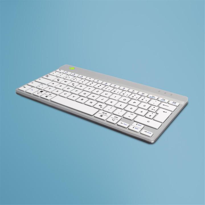 Produktbild R-Go Tools R-Go Compact Break ergonomische Tastatur, QWERTZ (DE), bluetooth, weiss (DE, Kabellos)
