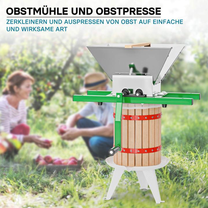 Immagine prodotto Wiltec Set 18L pressa per frutta Panno per la stampa Mulino per frutta 7L pressa per vino Spremiagrumi