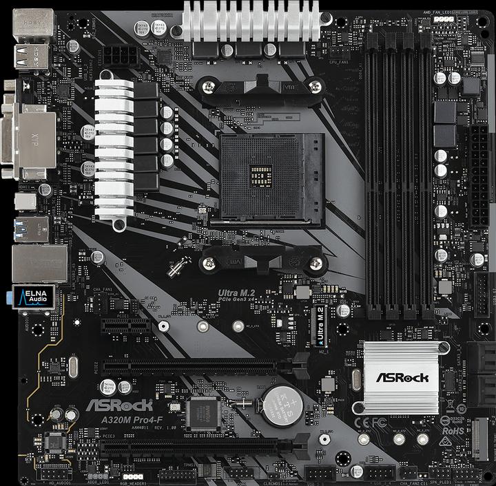 Produktbild AsRock A320M Pro4-F (AM4, AMD A320, mATX)