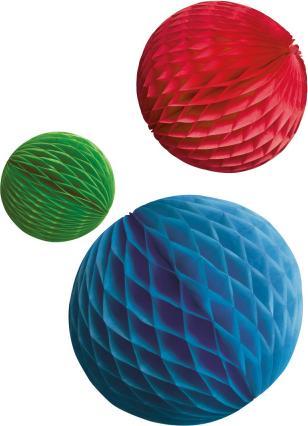 Image du produit Riethmüller 3 décorations de balle en nid d'abeille Bright Rainbow
