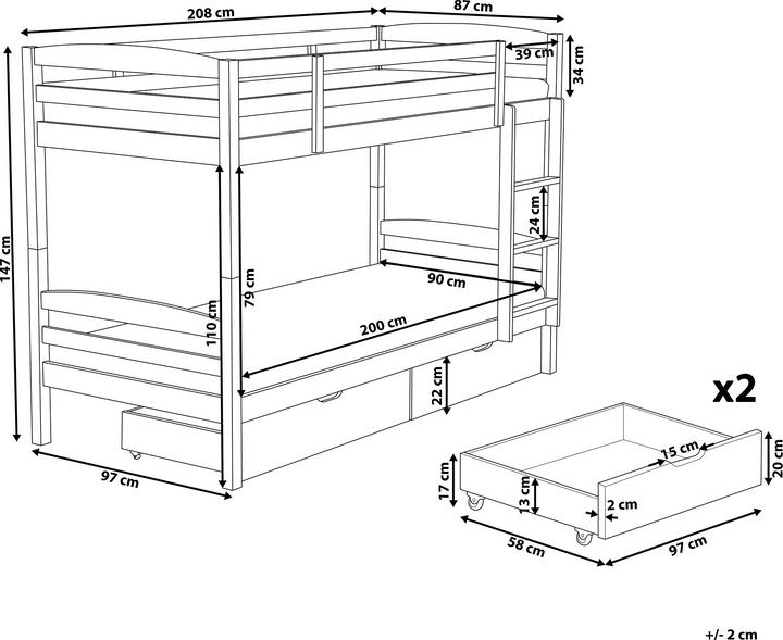 Immagine prodotto Beliani Letto a soppalco in legno con rete bianca 90 x 200 cm REVIN (90 x 200 cm)