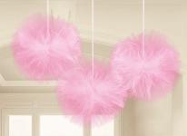 Produktbild Amscan 3 Fluffy-Dekobälle Wedding Decorations pink Tüll 3