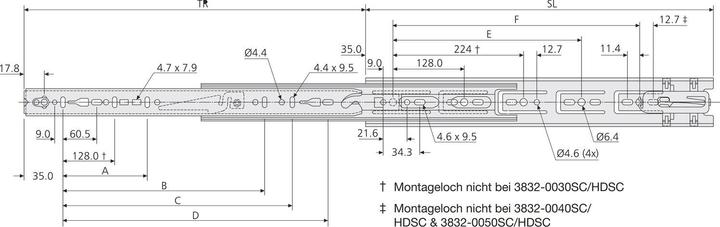 Immagine prodotto Accuride Guide a sfera a estrazione totale 3832SC con chiusura automatica 14-27 N