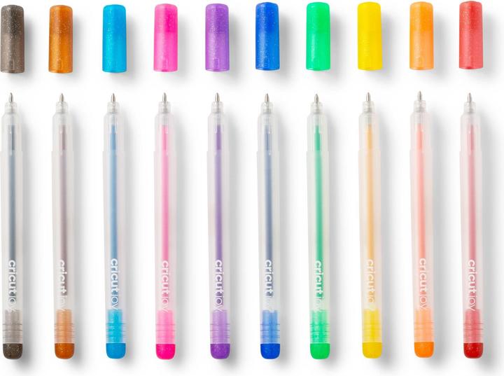 Immagine prodotto Cricut Joy Glitter Gel penne 10-pack Arcobaleno + Rosa Marrone Nero (P)