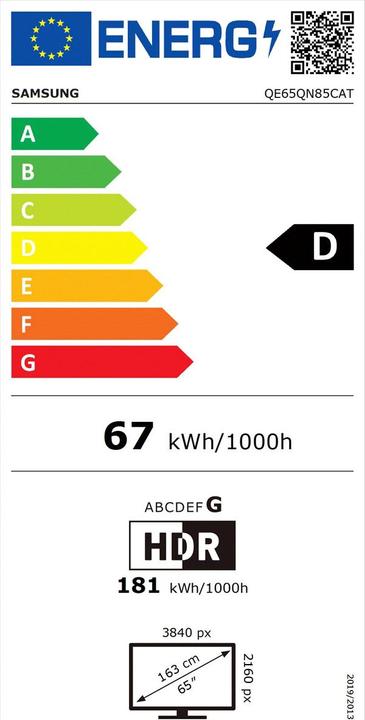 Energy Label Samsung QE65QN85C (65", QN85C, NeoQLED, 4K, 2023)