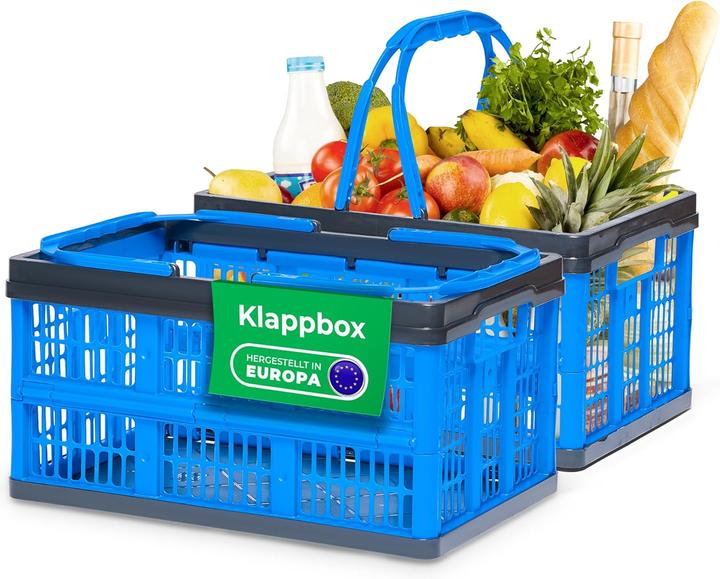 Actual product image Novaliv Klappbox Blau 2er Set - 16L Faltkorb mit Henkeln - Vielseitiger Einkaufskorb - Praktische Au (16 l)