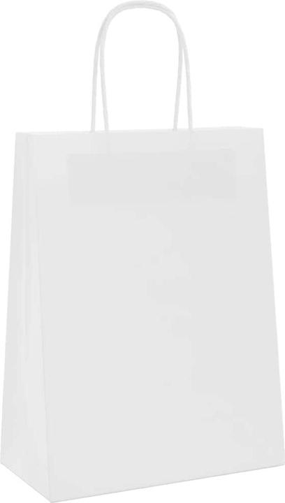 Produktbild VidaXL Kraftpapiertüten 250 Stk. mit Henkel Weiss 22x11x28 cm Papiertüte (Geschenktüte, 250 x)