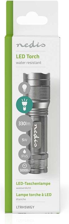 Immagine prodotto Nedis Torcia LED, Premium, 330lm - argento (3.40 cm, 330 lm)