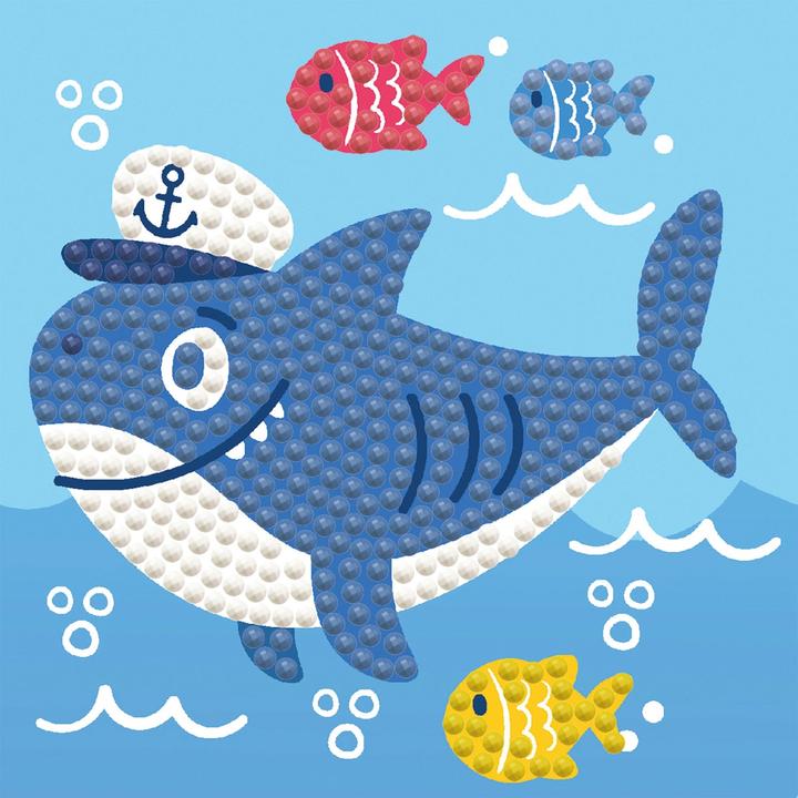 Actual product image Diamond Dotz Original Diamond Painting "Shark Ahoy!" 9.5 x 9.5 cm with picture frame, 414 Diamond M