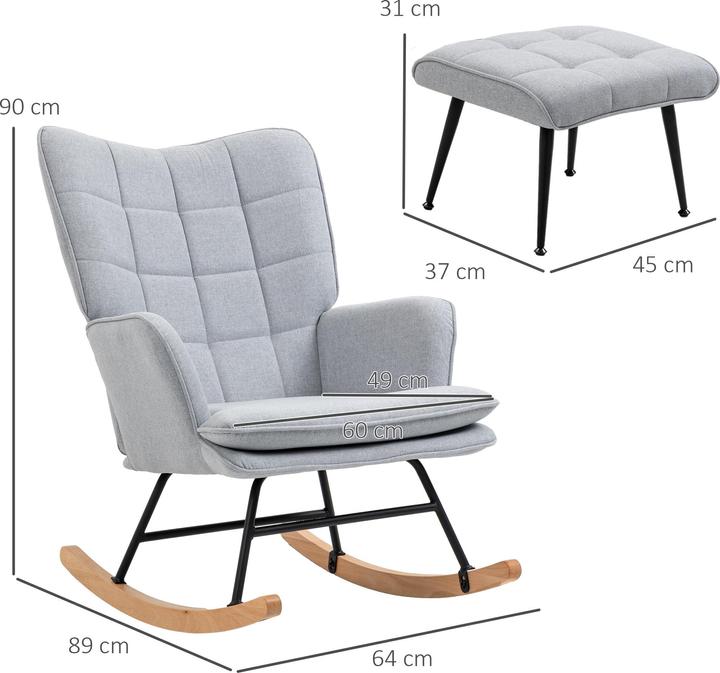 Image du produit Homcom Fauteuil à bascule avec tabouret et dossier haut