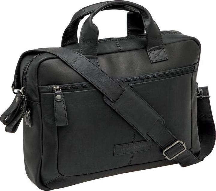 Actual product image New Looxs Laptop bag Luko 7.5L - 42 x 6 x 30 cm - Made from luxury leather - Black (7.50 l, Luggage carrier bag)