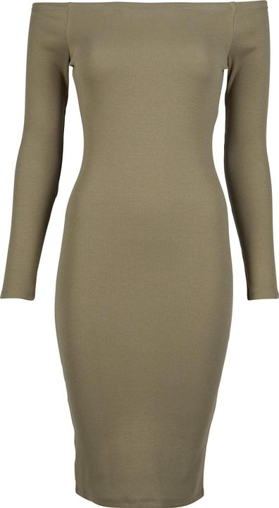Urban Classics Ladies Off Shoulder Longsleeve Rib Dress - 126821