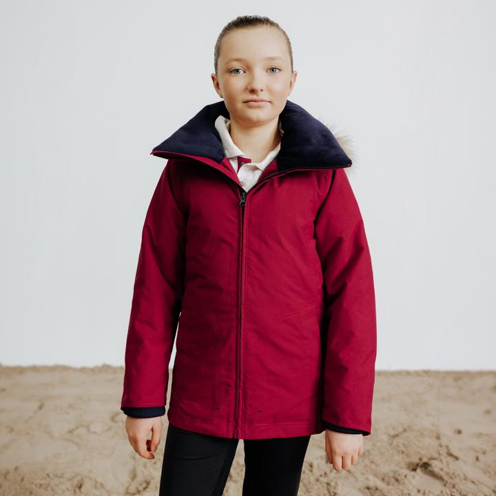 Fouganza Kids' Waterproof and Warm Horse Riding Jacket 500 - Purple/Cherry