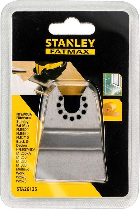Produktbild Stanley Multi-Tool Stahlspachtel fest 52x26mm, zum Entfernen z.B. von Klebstoffresten, Teppichboden, Fliesen (5.20 cm)