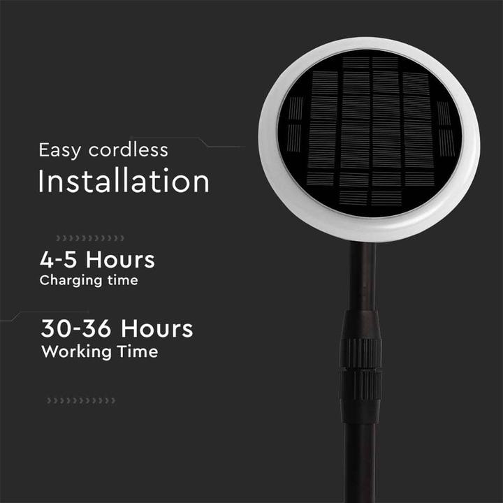 Image du produit V-TAC VT948 Lampe solaire de jardin à LED 8W Corps blanc et noir 4000K (500 lm, IP65)