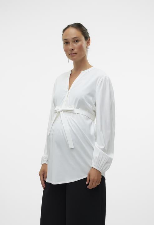 Produktbild Mamalicious Normal geschnitten Mandarin Kragen Elastische Bündchen Ballonärmel Top Bluse (XXL)