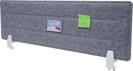 Produktbild Mendler Tischtrennwand, Büro-Sichtschutz Schreibtisch Pinnwand, Klemmen Stoff/Textil mit Prägung - 100x30cm (30 x 100 x 1 cm)
