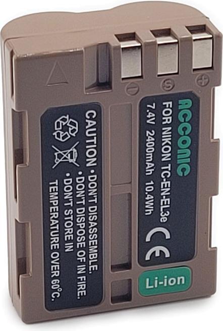 Image du produit Acconic Batterie avec entrée USB-C pour Nikon D700 D300 D200 D100 D80 D70 D50 EN-EL3e PTC (Batterie)