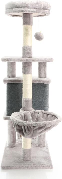 Actual product image Fudajo Cat Tree Light Grey Scratching Tree 112cm High Climbing Tree with Cat House and Lying Recess (112 cm, Light grey)