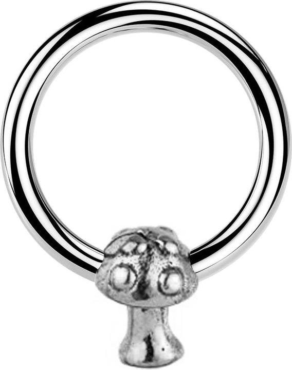 Actual product image Star Piercing Closure Ring silver Mushroom silver (Brass, Surgical steel 316L)