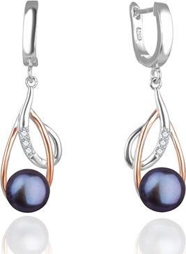 Immagine prodotto Beneto Orecchini di lusso bicolore con vere perle scure AGUC2676P-DARKUE (L)