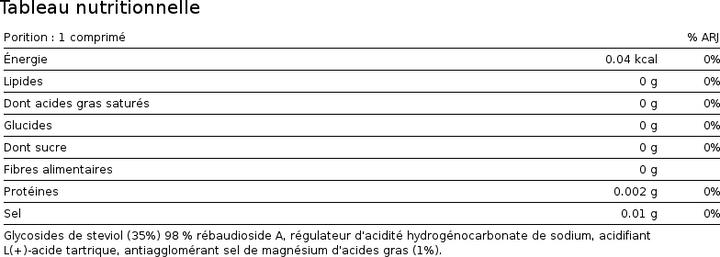 Nährwerte und Zutaten Phytopharma Stevia Tablette (39 g)