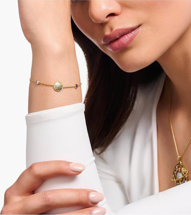 Produktbild Thomas Sabo Armband mit symbolischer Sonne, bunten Steinen und Herzen vergoldet (19 cm, 925er Silber)