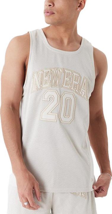 New Era Poly Mesh Tank Top - BRAND LOGO stone beige - L (L)