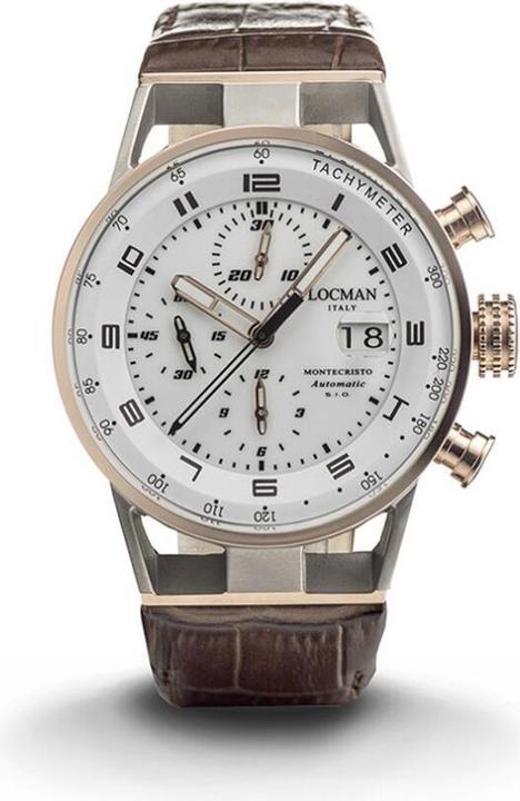 Produktbild Locman Italy Herrenuhr Montecristo Automatik weiss/roségold PVD 44 mm Ref. 051 (Analoguhr, 44 mm)