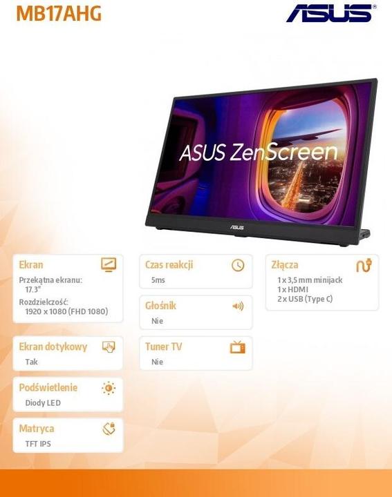 Produktbild ASUS ZenScreen MB17AHG (1920 x 1080 Pixel, 17.30")
