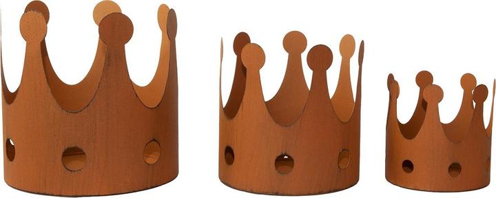 Actual product image Natura Punto 3-piece candle holder, different sizes, crown, rust look (11 x 11 x 11 cm, 15 x 15 x 15 cm, 18 x 18 x 18 cm)