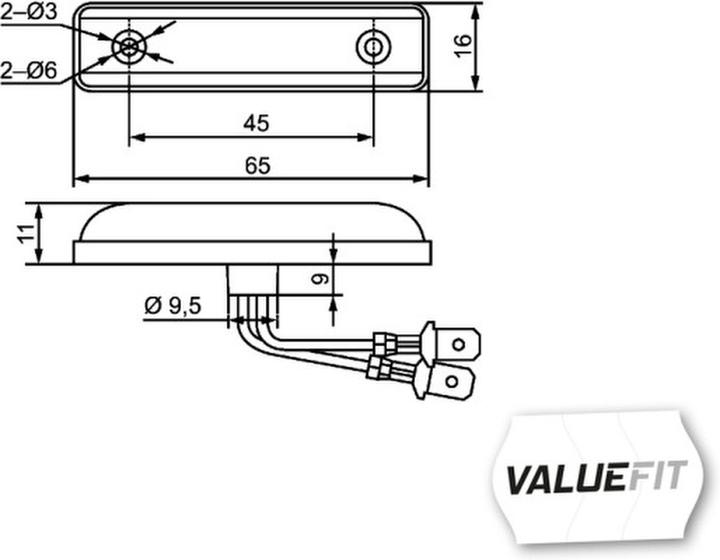 Image du produit Hella Feu de position latéral LED 2PS 357 010-101
