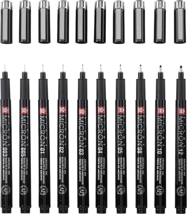 Produktbild Sakura Fineliner Set (Schwarz, 10 x)