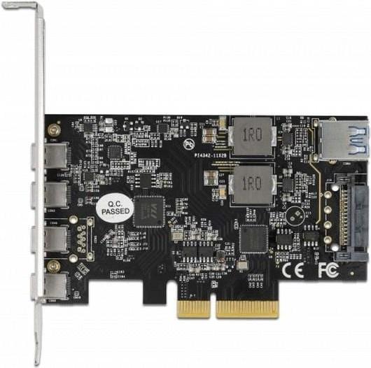 Actual product image Delock PCI Express x4 card to 4 x USB Type-C™ + 1 x USB Type-A