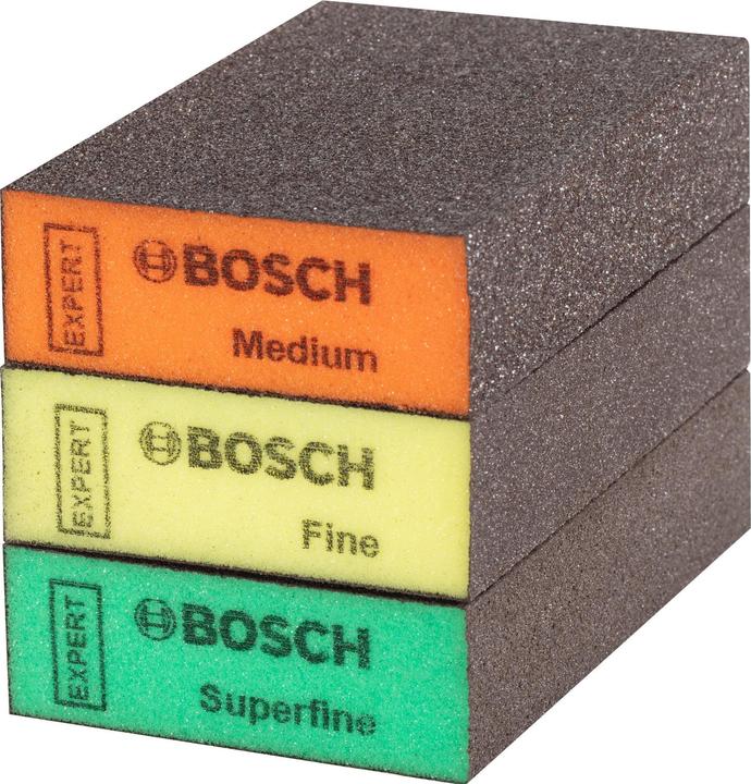 Bosch Professional Zubehör EXPERT S471 Standard Block, 69 x 97 x 26 mm, M, F, SF, 3-tlg. (Mittel, Fein, Superfein)