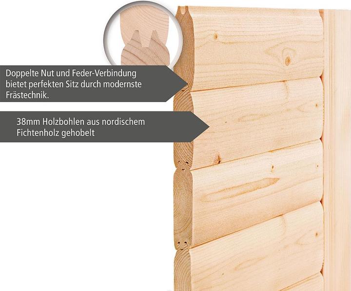 Actual product image Karibu 38 mm Bosse 1 sauna house with anteroom